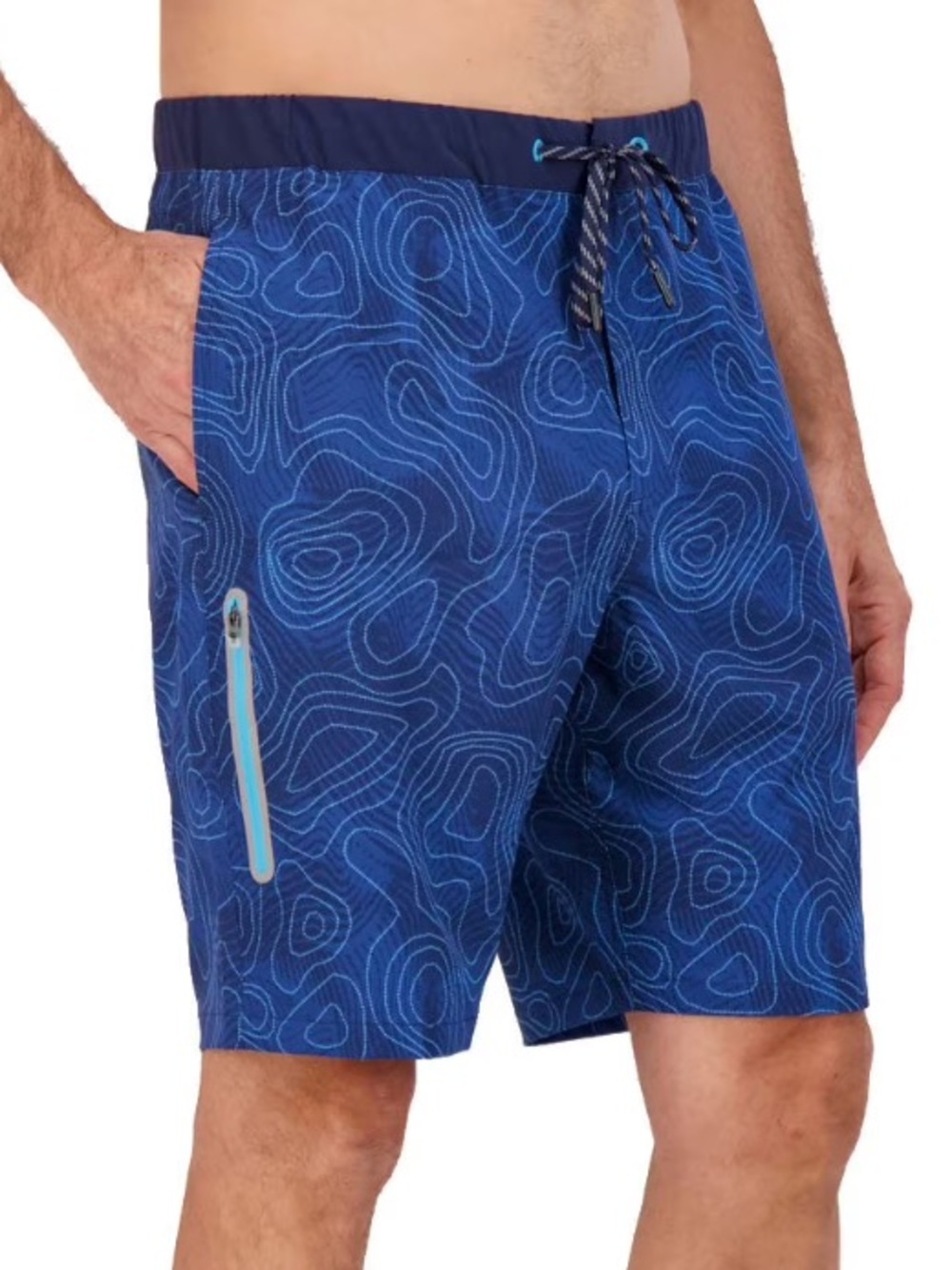 ZEROXPOSUR men’s blue abstract wave print swim shorts size large